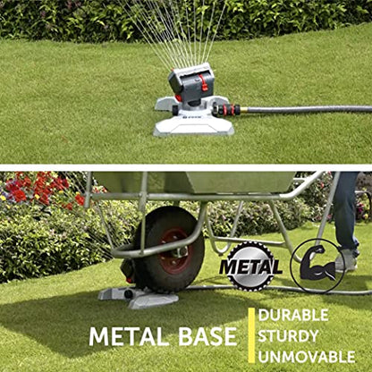 Eden 94127 Metal Adjustable 4-Way Mini Turbo Oscillating Sprinkler W/Quick Connect Starter Set, 20 Nozzle, Covers up to 4,000 sq. ft.