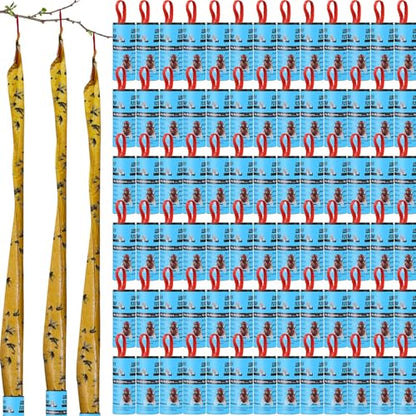 Qualirey 80 Pack Fly Strips Sticky Hanging Indoor Outdoor,Light Blue - color: Light Blue