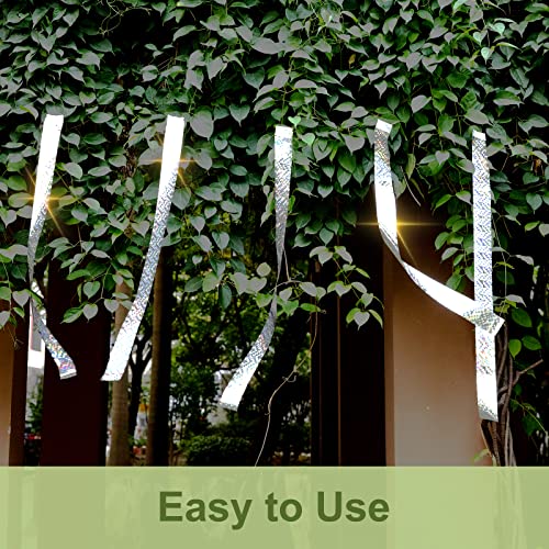 OFFO Bird Scare Tape, 430 Feet x 2 in Dual-Sided Bird Reflective Tape for Outside, Keep Birds Away from Trees, Garden, Farms, Orchard or Courtyard - size: 430 ft × 2 in