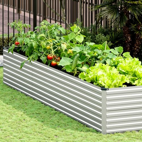Vengarus 12x2x2ft Galvanized Raised Garden Bed,Metal Raised Beds Kit Silver - color: Silver, size: 12x2x2 ft