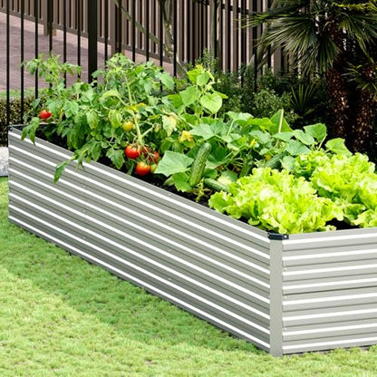 Vengarus 12x4x2ft Galvanized Raised Garden Bed,Metal Raised Beds Kit Silver - color: Silver, size: 12x4x2 ft