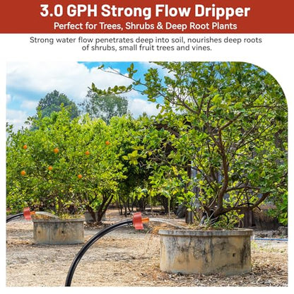 50pcs 3 GPH Pressure Compensating Drippers for Drip Irrigation - size: 3 GPH 50PCS