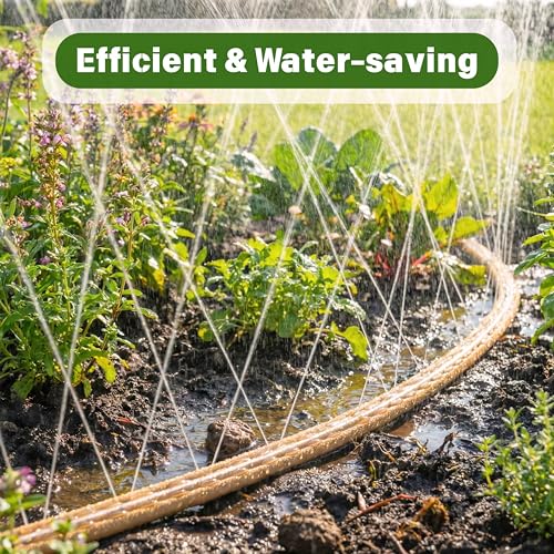 Sprinkler Hose with Holes 15FT, Flat Sprinkler Soaker Hose for Watering - color: Brown, size: 15FT