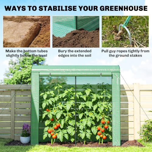 Outsunny Mini Greenhouse Portable Roll-Up Door 78.7" x 29.5" x 74" Green - color: Green