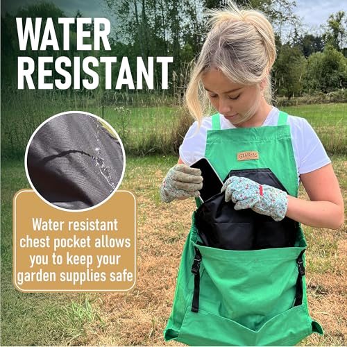 Grampa's Gardening Apron Cross Back Garden Apron with Large Pockets - color: Green