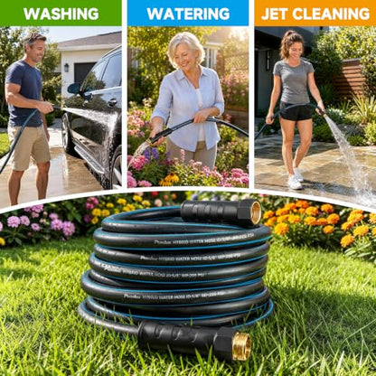 75FT 5/8" Heavy Duty Garden Hose, NON-EXPANDABLE Flexible Water Hose, No Kink - size: 75ft