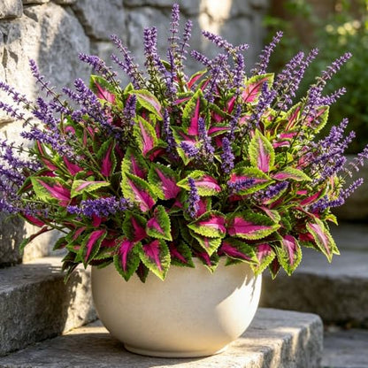 Artificial Coleus Lavender Fake Plants Faux Greenery, 10 PCS