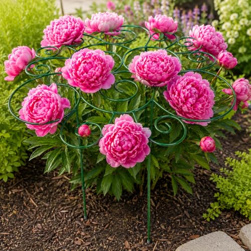 Peony Cage Stand, Garden Plant Support Stake, Peony Ring
