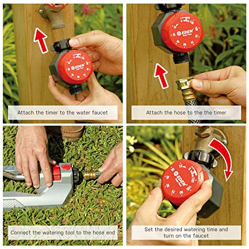 Eden 25118 1-Zone Mechanical Watering Timer, Red, Grey - style: 1-Zone