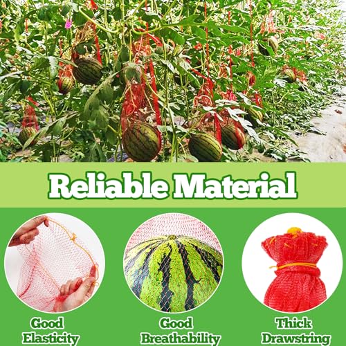 50 PCS Watermelon Nets,20 Inches Melon Hammock Red Onion Mesh Bags,Reusable Cantaloupes Hanging Mesh Bag with Drawstring for Trellis Vertical Garden Growing - size: 50 PCS 20 Inches Watermelon Nets