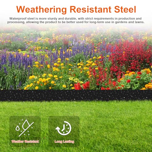 33ft.10 Pack Metal Edging for Landscaping, 40" × 4.5" Garden Edging - color: Black, size: 4.5 Inch