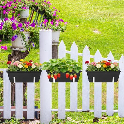 Railing Planter Boxes 6 Pack Window Boxes Planters with Adjustable Brackets