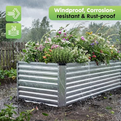 DUMOS Galvanized Raised Garden Bed Outdoor, Planter Box, 8x4x2ft - color: Silver, size: 8×4×2ft