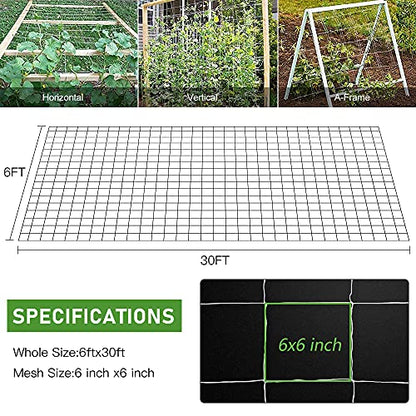 Trellis Netting, CANAGROW Heavy-Duty Garden Plant Trellis Netting for Climbing Plants, Outdoor Indoor Grow Net for Beans Tomatoes Peas Pumpkin Flowers, 6x30ft, 1 Pack - size: 6'x30'