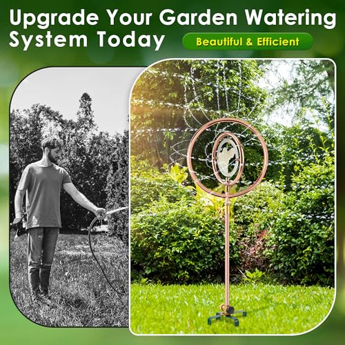 34" Ornamental Sprinkler, 360° Rotating, Double Ring Bird - style: Double Ring Clear Bird