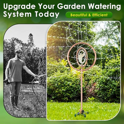 34" Ornamental Sprinkler, 360° Rotating, Double Ring Bird - style: Double Ring Clear Bird