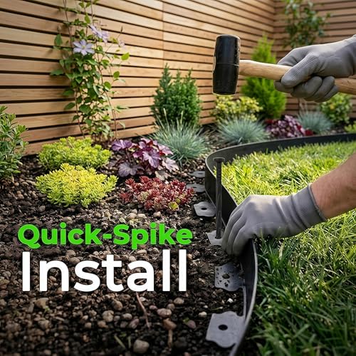 Landscaping Edging, No-Dig Flexible Plastic Border for Yard Flower Bed, 33FT - size: 4IN *33FT