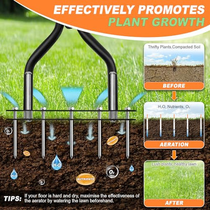 Lawn Aerator Tool, Manual Lawn Aerators with Padded T-Handle