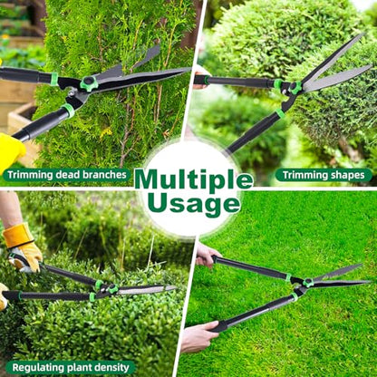 Hedge Shears 29.5" Manual Hedge Clippers with 15° Angle Precision Blades Plant Cutting Scissors for Trimming and Shaping Hedges, Shrubs, Boxwood, Tall Bushes