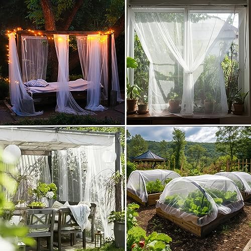 White DIY Mosquito Net Fabric | 10x20 FT Netting 2 Pack | Insect Cover - color: White, size: 10x20 FT (Pack of 2)
