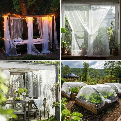 White DIY Mosquito Net Fabric | 10x20 FT Netting 2 Pack | Insect Cover - color: White, size: 10x20 FT (Pack of 2)