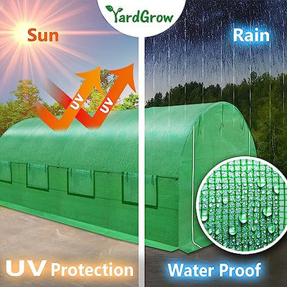 YardGrow Greenhouse Replacement Cover Larger Walk in Outdoor Plant Gardening Greenhouse (Frame Does NOT Included) (Green, 20'x10'x7') - color: Green, 20'x10'x7'
