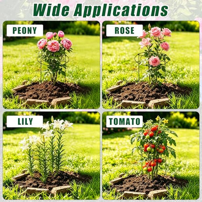 Peony Cages and Supports, 30"H x 13.8"D Plant Supports for Outdoor Plants - size: 30"H x 13.8"D
