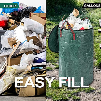 2 Pack 32 Gallons Reusable Yard Waste Bags with Lid Lawn Leaf Bags - style: 2pcs 32 gallons bags with lid