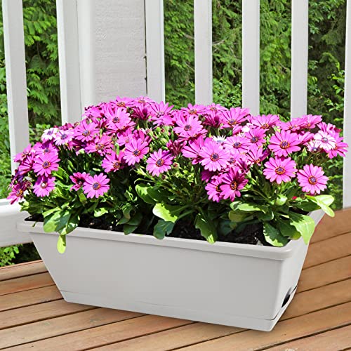 8pcs Window Box Planter,Rectangle Plastic Vegetable Flower Planters Boxes - color: Gray