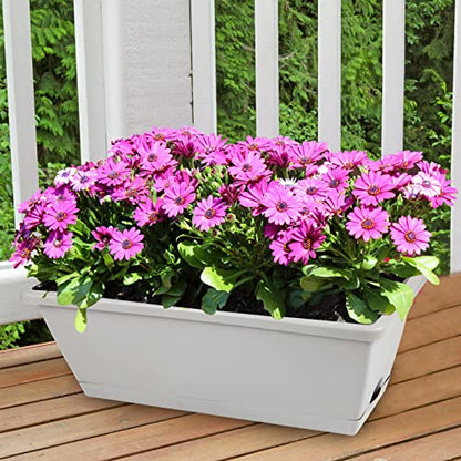 8pcs Window Box Planter,Rectangle Plastic Vegetable Flower Planters Boxes - color: Gray