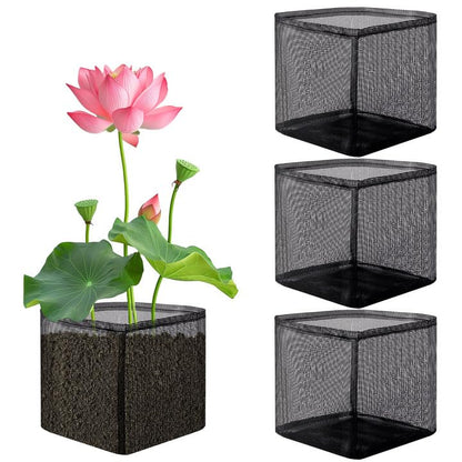 4 Pcs Aquatic Pond Planting Bags, Reusable Mesh Water Garden Pond Plant Pot - color: Black, size: Square