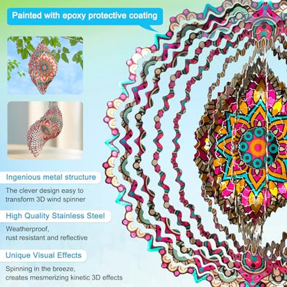 Wind Spinner Mandala Blossom 3D Kinetic Wind Spinners Outdoor - color: Mandala Blossom