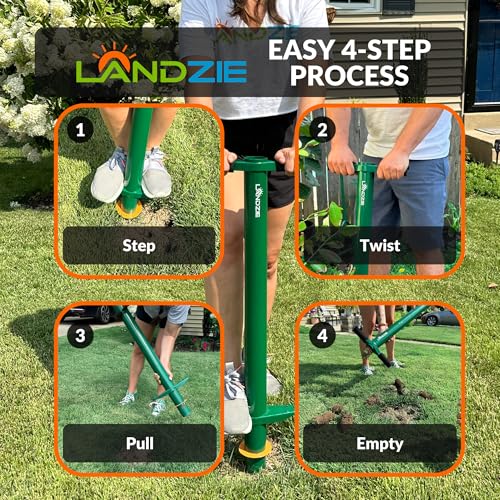 Landzie - Grass Plugger Tool, Manual Sod Cutter & Bulb Planter