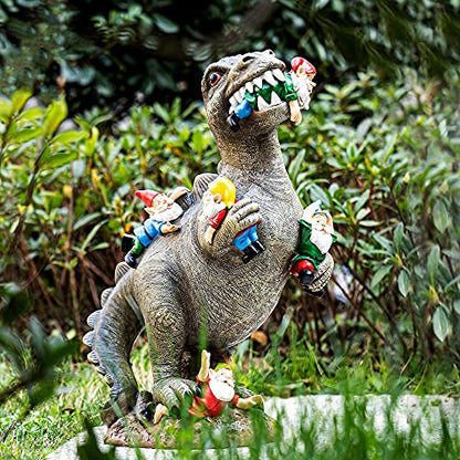 SOWSUN 14" Garden Gnomes Statue Dinosaur Outdoor Decor Gifts for Women - size: 14“ Dinosaur
