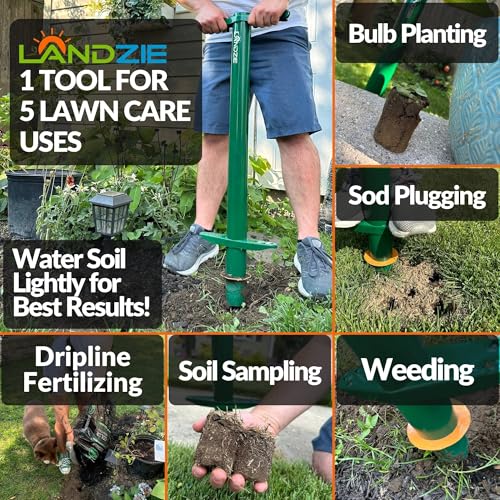 Landzie - Grass Plugger Tool, Manual Sod Cutter & Bulb Planter