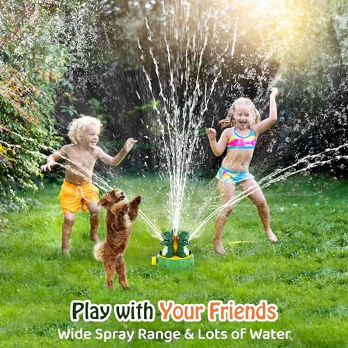 HeySplash Water Sprinkler Toy, Outdoor Yard Play Hose Fit Over 3 Years - color: B-dinosaur