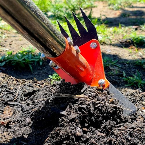 2-in-1 Garden Hoe and Weed Puller Rake 60 Inch Spring Steel Head - size: 60" Adjustable Handle