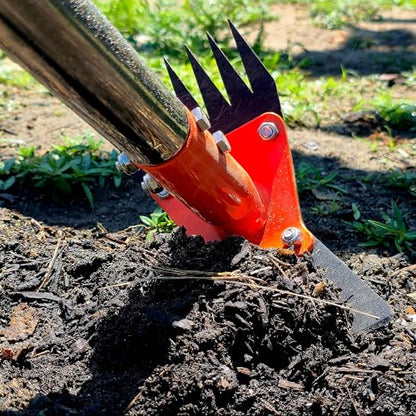 2-in-1 Garden Hoe and Weed Puller Rake 60 Inch Spring Steel Head - size: 60" Adjustable Handle
