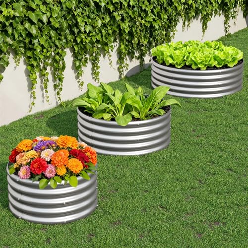 2PCS 4x4x1FT Galvanized Metal Raised Garden Bed,Outdoor Planter Box for Vegetables - size: 4x4x1(2PCS)