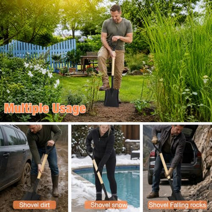 41-Inch Square Point Transfer Shovel, Wooden Handle with D-Grip & Alloy Steel Flat Head Spade Shovel, Ideal for Landscaping, Digging, Soil Moving, Cleanup Job & Yard Projects