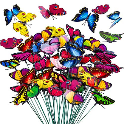 VGOODALL 50 PCS Butterfly Garden Decorations, 11.8 Inch Butterfly Stakes - style: Colorful