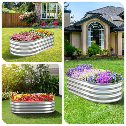 1Pcs Galvanized Raised Garden Bed 4x2x1 FT Metal Planter Box Silver - color: Silver, size: 4x2x1FT