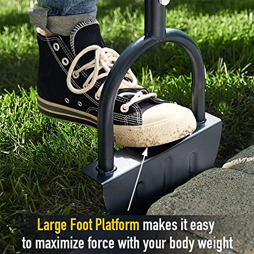 Half Moon Edger Lawn Tool, Manual Step Edger Saw Tooth Garden Hand Edging Shovel with Steel Long Handle for Yard Landscaping Borders Sidewalk Driveways Cable Burying Maintenance Flower Beds Grass