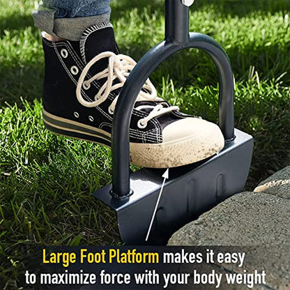 Half Moon Edger Lawn Tool, Manual Step Edger Saw Tooth Garden Hand Edging Shovel with Steel Long Handle for Yard Landscaping Borders Sidewalk Driveways Cable Burying Maintenance Flower Beds Grass
