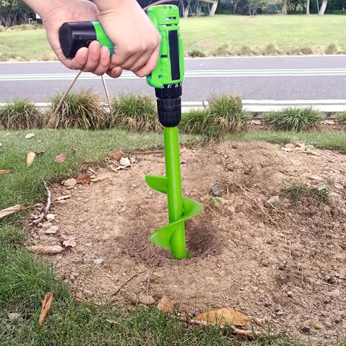 Auger Drill Bit for Planting - 3.5"X16" Heavy-Duty Garden Auger Spiral Drill Bit - Bulb Planter Tool & Auger Post Hole Digger - 3/8" Hex Drive Drill - size: 3.5"x16"(Green)