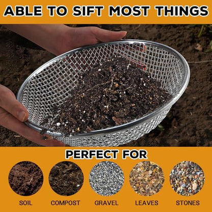 Sifter.Size 1/4" Mesh Soil Sifter Sieve - Heavy Duty Galvanized Screen for Compost, Dirt, Rocks, Gravel & Garden - Fits 5 Gallon Bucket, Rust-Resistant - Composting & Sifting Tool - style: 1/4 In