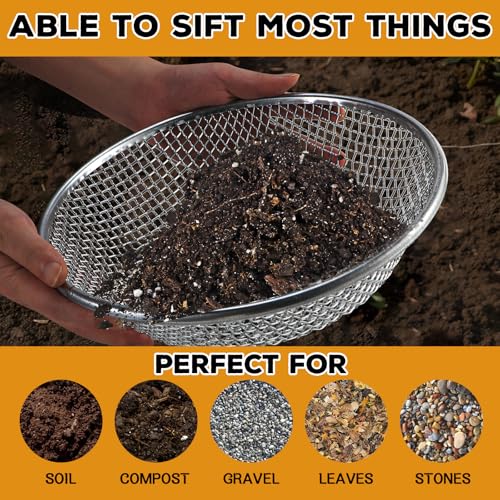 Sifter.Size 1/8" Mesh Soil Sifter Sieve - Heavy Duty Galvanized Screen for Compost, Dirt, Rocks, Gravel & Garden - Fits 5 Gallon Bucket, Rust-Resistant - Composting & Sifting Tool - style: 1/8 In