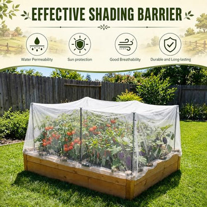 Metal Garden Shading Cloth Kit, Raised Bed Sunshade with Support Stakes