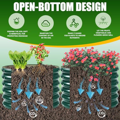 TBMLC 17" Tall,24" Diameter Elevated Round Metal Raised Garden Bed Green - color: Dark Green, size: 2FT Diameter