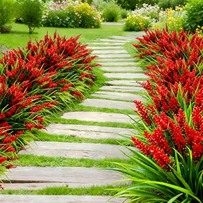 Geegoods 48 Bundles Red Artificial Plants Flowers Outdoor, UV Resistant - color: Red, size: 48PCS